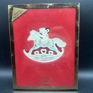 NWT 2001 Lenox Baby’s First Christmas Porcelain Rocking Horse Ornament Y2K Box